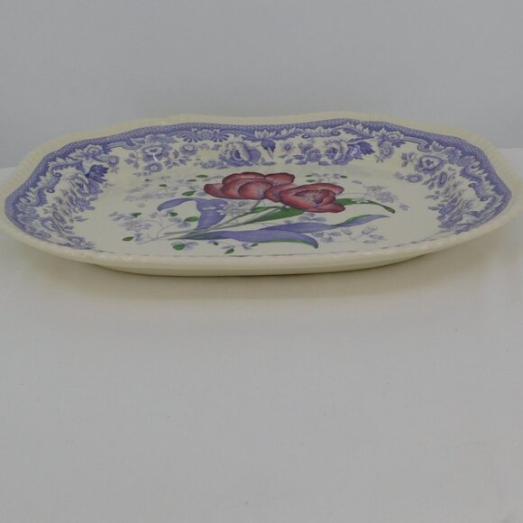 Spode Mayflower Fine China Old Backstamp 15" Oval Serving Platter England VTG - Picture 4 of 11